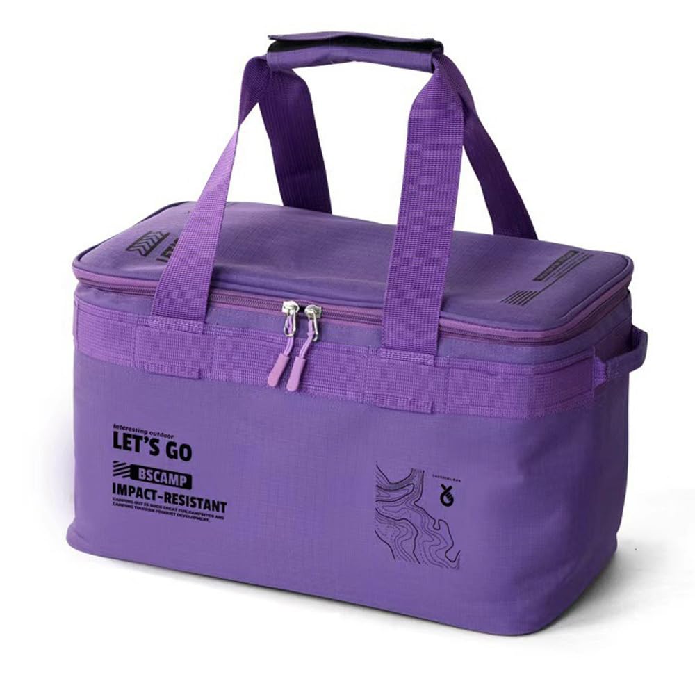Hosoncovy 22L Outdoor Camping Gas Tank Storage Bag, Cooking Utensils Cookware Grill Gadgets Carry Bag Organizer for Travel Picnic Barbecue (Purple)