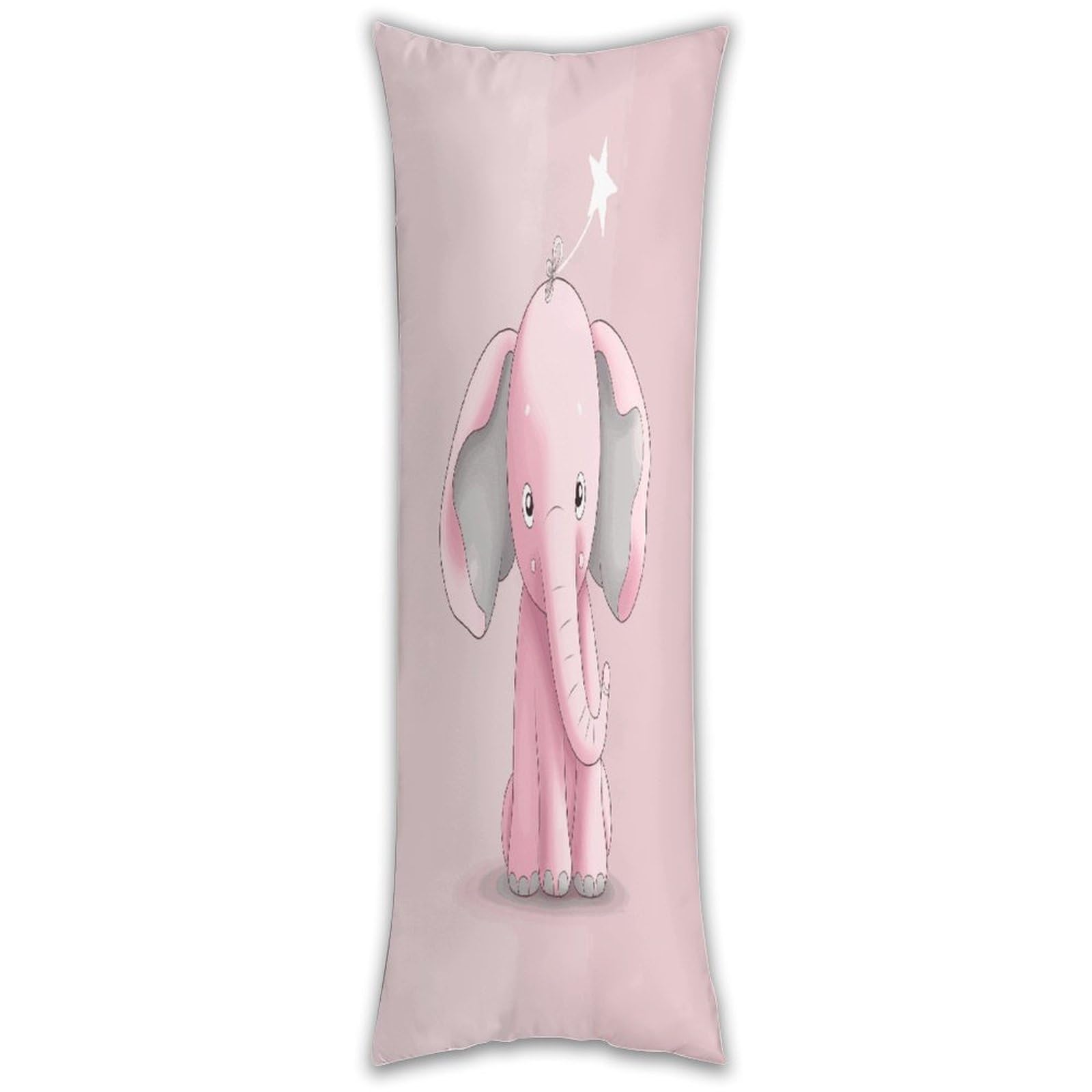 Pink Elephant Long Pillow Case with Zipper Ultra Soft Microfiber Long Pillow Cover Breathable Body Pillow Protector Soft Wrinkle Pillowcase for Bed Sofa Bedroom 53 X 19 in