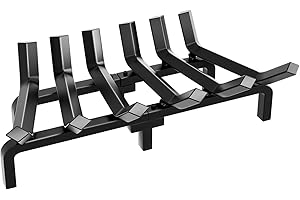 AMAGABELI GARDEN & HOME 24-Inch Fireplace Log Grate: Heavy-Duty Indoor/Outdoor Firewood Burning Rack