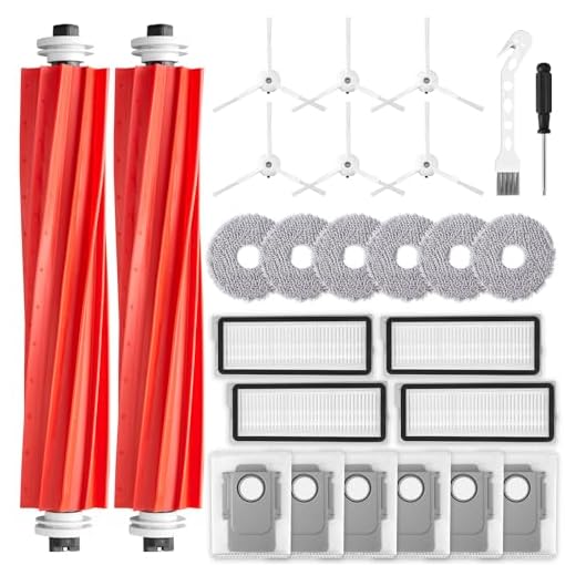 EOVWAEO 26 Stück Zubehörset für Roborock Qrevo S/Qrevo Pro/Qrevo Maxv Saugroboter, Ersatzubehör 2 Hauptbürste 6 Wischpad 6 Staubbeutel 6 Seitenbürste 4 Filter 1 Reinigungsbürste 1 Schraubendreher