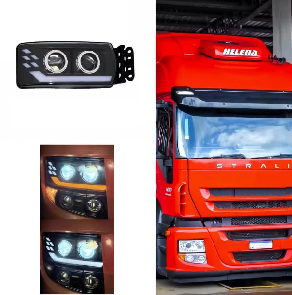 Genérico Faro delantero derecho completo LED 24V luz diurna DRL efecto de arranque intermitente luces de cruce/carretera compatible con camiones Iveco Stralis 5801571746