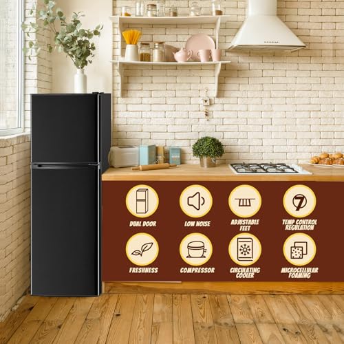 TACOOL 5.0 Cu.Ft Small Refrigerator with Freezer Double Door Mini Fridge Top Freezer Adjustable Temperature for Dorm Office Apartment Black on Fridge.com
