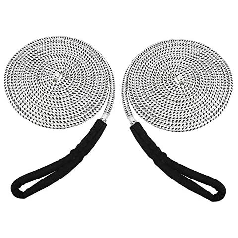 NovelBee 2 Pack of Double Braid Nylon Dock Line,Mooring Rope with Loop and Chafe Guard (1/2 Inch,30 Feet) Cover