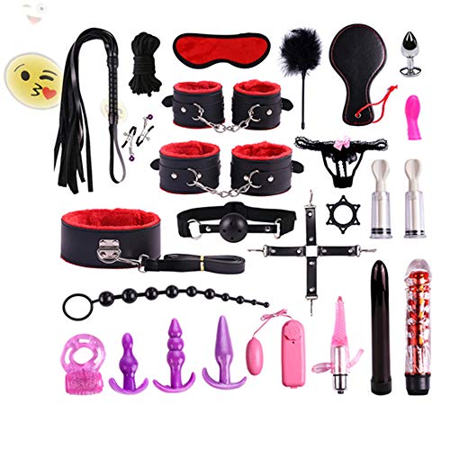 N-Keoboo Ensemble d'accessoires de démarrage 26 pièces H @ ndcuffs Ad∩_∩ULT Games Red & Black