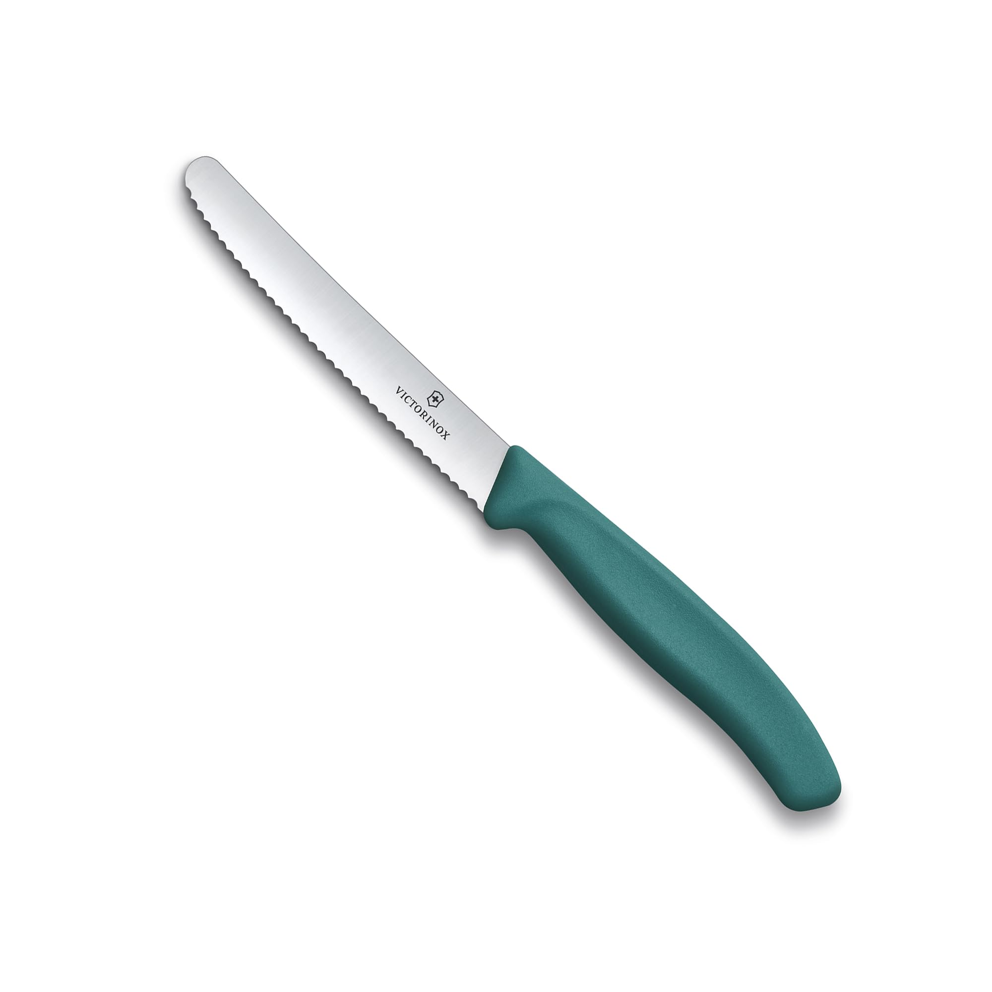 Victorinox Swiss Made, Stainless Steel Swiss Classic Paring Knife, 11 cm, Serrated Edge with Round Tip, Professional and Household Kitchen Tools, Kitchen Items, Green, 6.7834.C1 | Multipurpose Knife