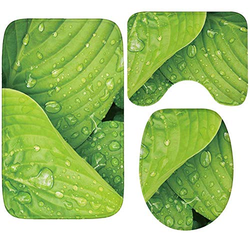 GRGFG Badematten Set,Badematten Teppich-Set 3 Stück Tropfen Wasser 3D-Druck rutschfeste Badematten Weiche Mikrofaser…