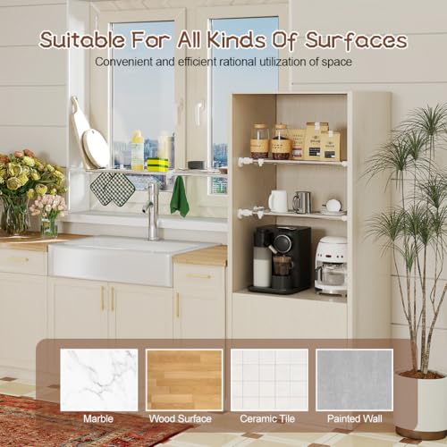 Hershii Closet Tension Shelf & Rod Expandable Metal Storage Rack Adjustable Organizer DIY Divider Separator for Cabinet Wardrobe Cupboard Kitchen Bathroom 40-60cm - Image 6