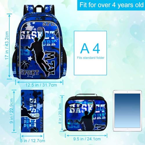 gxtvo 3PCS Boys Basketball Backpack, 17" Kids Bookbag with Lunch Box, Water Resistant Middle Elementary Preschool School Bag4