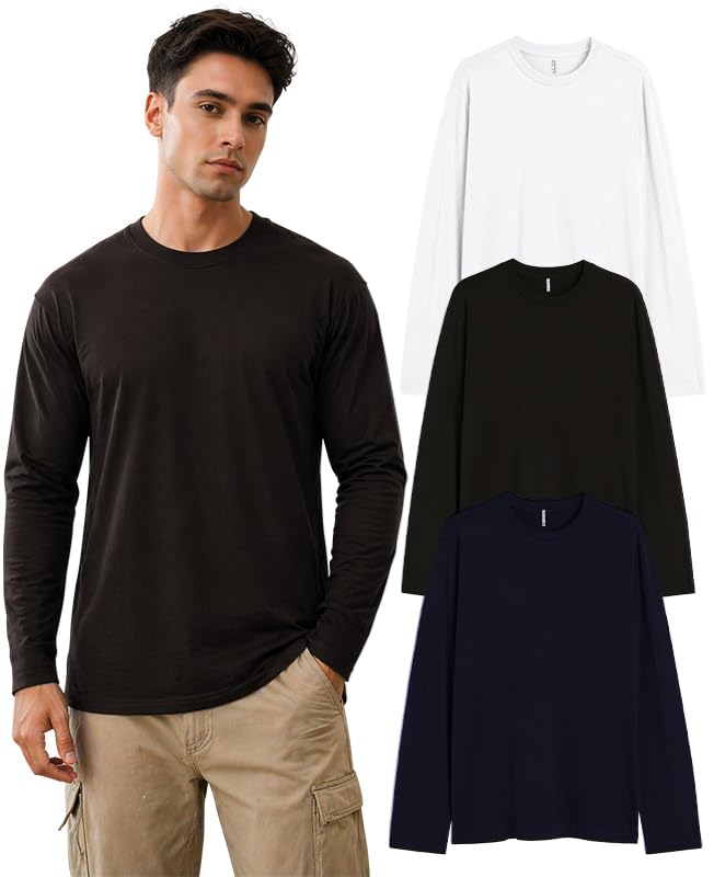 Image of Sleepynuts Regular fit Cotton Full Sleeve Plain T-Shirt for Men (Pack of 1,2,3 Size Small to 3XL)