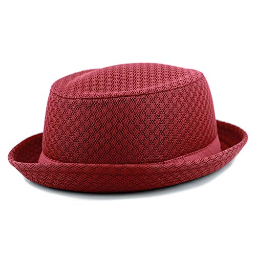 The Hat Depot Unisex Light Weight Classic Soft Cool Mesh Pork Pie hat (L/XL, Burgundy)