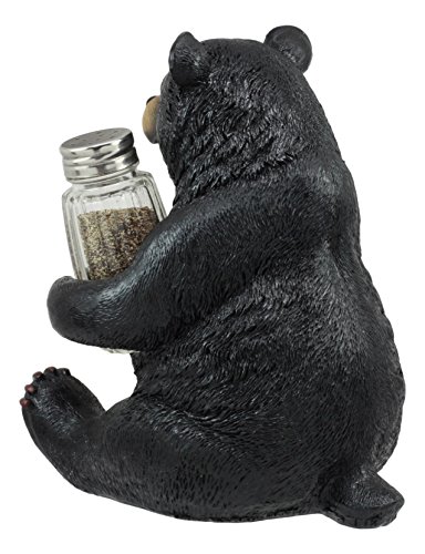 Ebros Cuddling Black Teddy Bear Salt And Pepper Shakers Holder Figurine 7"Tall With Glass Shakers As Rustic Cabin Lodge Country Home Decor Of Wild Animals Bears Cubs Perfect For Hunters Outdoors (1) #TOP3