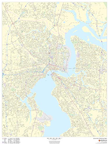 Jacksonville, Florida Inner Metro - Landscape - 36" X 48" Laminated Wall Map #TOP8