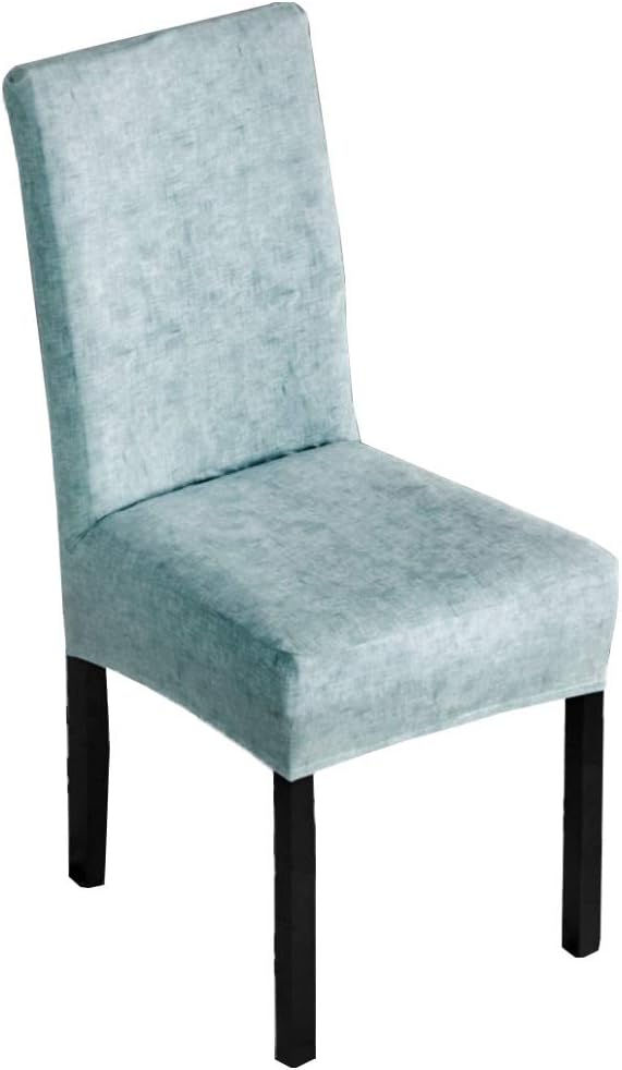 toataLOpen Chair Covers for Dining, Universal Linen Grain Solid Color Elastic Chair Seat Full Protective Cover Case Aqua Blue