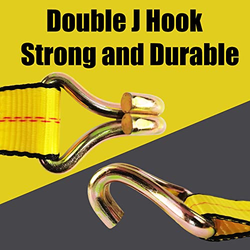 Kje 4 Pack Ratchet Straps Heavy Duty,2" X 27' Ratchet Strap 3,333 Lbs Working Load Limit,Tie Down Ratcheting With J-Hook, Cargo Straps For Truck,Trailer,Moving Appliances #TOP3