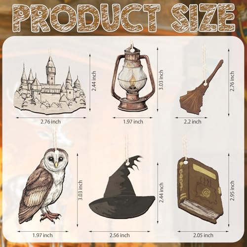 Image of Soulchen 12 Pcs Wizard Magical Theme Party Decor Vintage Magical Hanging Ornaments Wood Hanging Sign Gifts for Room Home Birthday Party Decoration