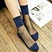 Produktbild JINLL Damen Free-Size Ankle Sheer Socken Kristall Transparente Knöchel Seidige Socken, Blau