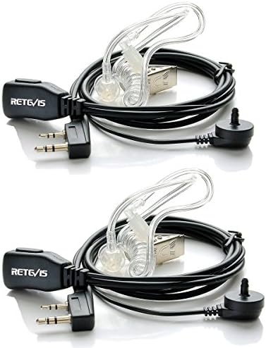 Retevis Walkie Talkie Headset, 2 Pin Radio Earpiece Compatible with Two Way Radio Retevis RT24 RT28 RT622 Baofeng UV 5R 88E eSynic Radioddity GA-2S, Security Headset with Mic Acoustic Tube (2 Pcs)