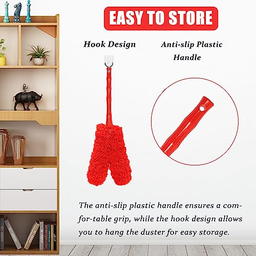 Image of 16 inch Microfiber Feather Duster, Big Microfiber Duster Make Home Cleaning More Efficient and Easy, Cleaning Tool for Office, Fan, Car, Computer,Furniture, Sofa, Railing (Red)