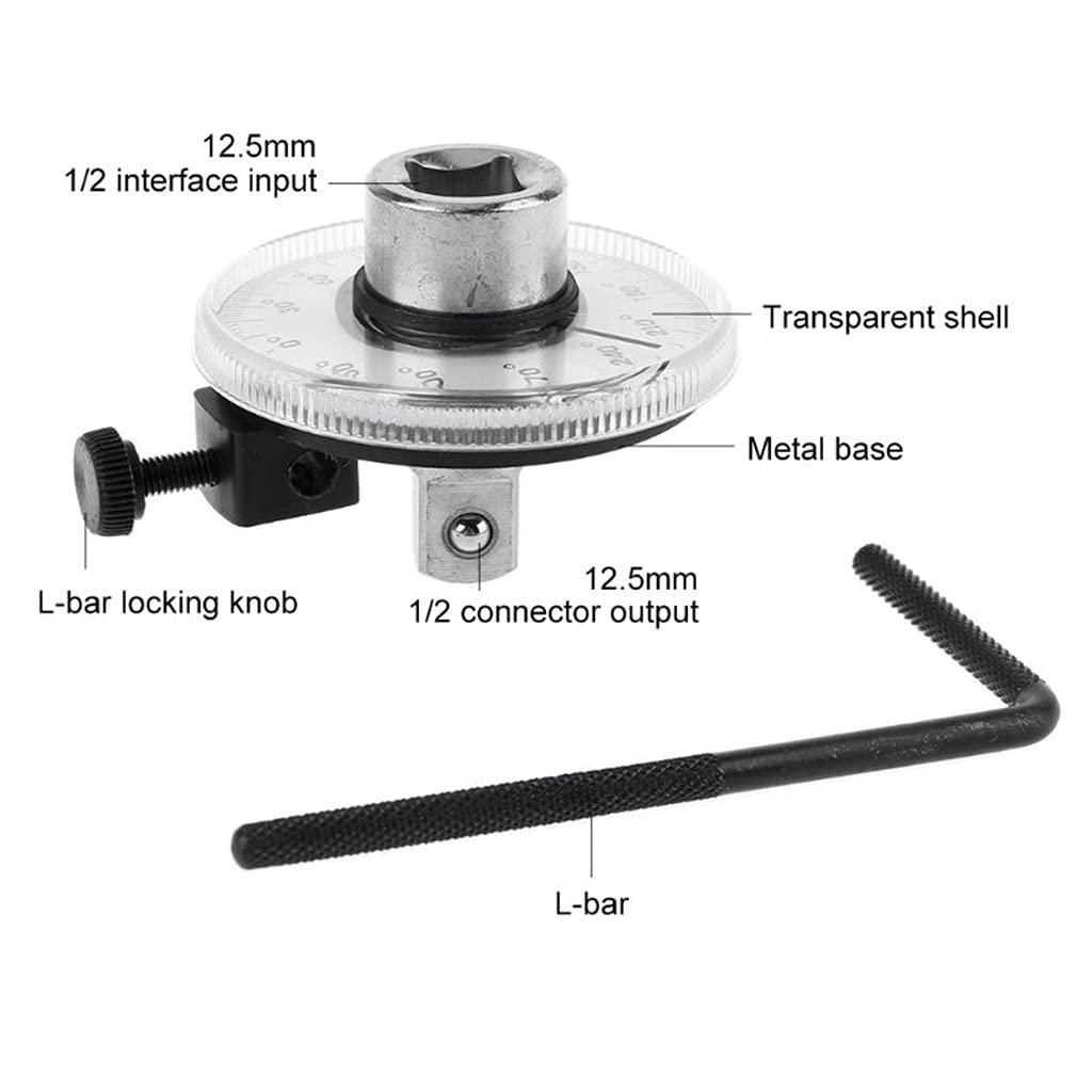 Calibro angolo di coppia da 1/2 "Rotazione automatica Goniometro a 360 gradi con chiave
