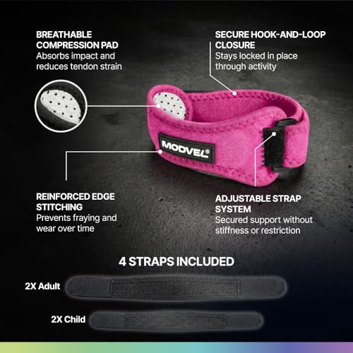 Image of Modvel Knee Strap Patella Tendon Support Brace Band, One Size, 2-Pack | Adjustable patellar tendon support strap reduces pressure on the patella; works as a knee strap, patella band and brace
