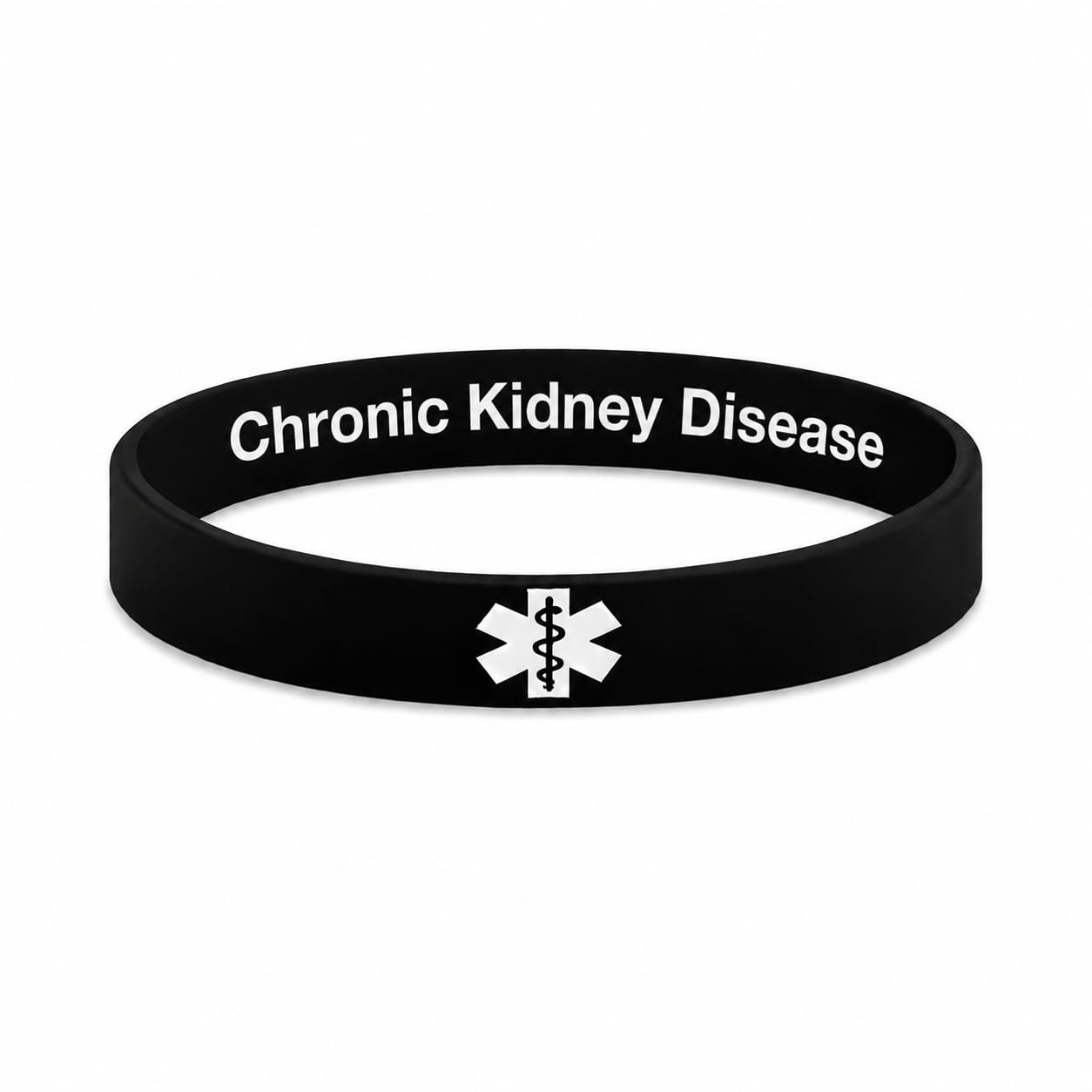 Chronic Kidney Disease Medical Alert Bracelet - Discreet/Hidden Message Silicone Wristband (202mm)