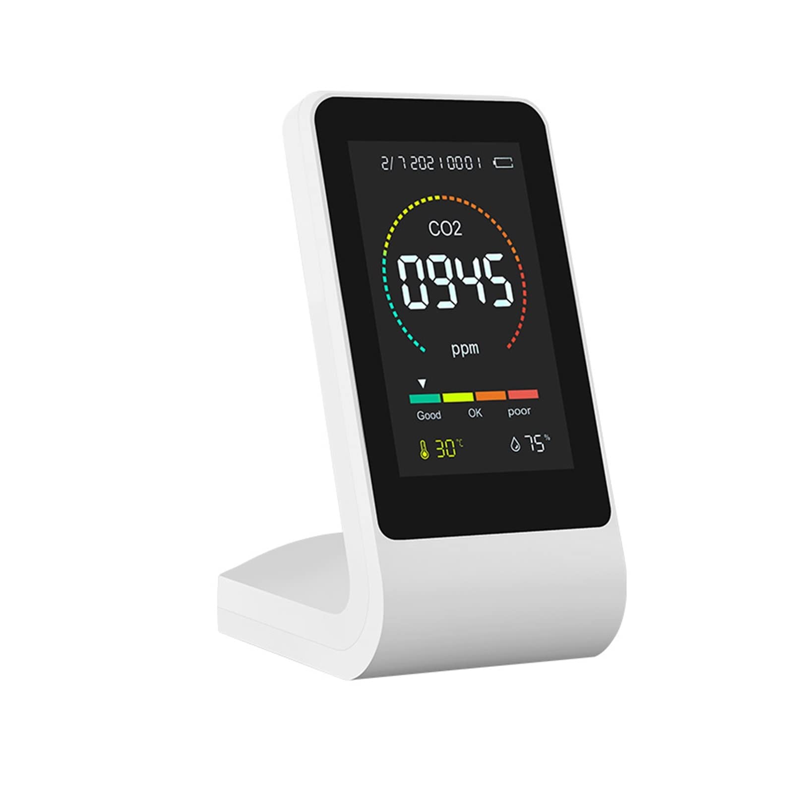 Llawqsm Bianco Gas Detector, Carbon Dioxide Detector, Air Quality, Temperature And Humidity, Infrared Three-In-One Co2 Semiconductor Portable(Bianco)