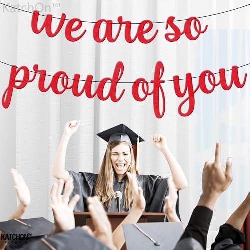 Image of KatchOn, Felt We are So Proud of You Banner - 8 Feet, No DIY | Congratulations Banner 2026, Red Graduation Decorations Class of 2026 | Red We are So Proud of You Sign for Graduation Decorations 2026