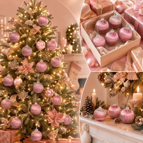 6pcs Vintage P-Ink Velvet Christmas Balls, Christmas Tree Ornaments, Gifts - image 8
