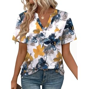 WEESO Womens Tops Summer Short Sleeve V Neck Blouses Business Casual Loose Fit Tshirts Trendy Fashion Outfits