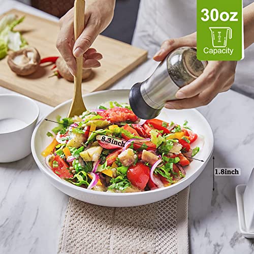 Deecoo 7 Pack Porcelain Pasta Bowls Ceramic , Large Serving Bowl, Wide And Shallow, Set 8.3 Inch - 30 Ounce - For Pasta, Salad, Cereal, Soup & Microwave & Dishwasher Safe #TOP2