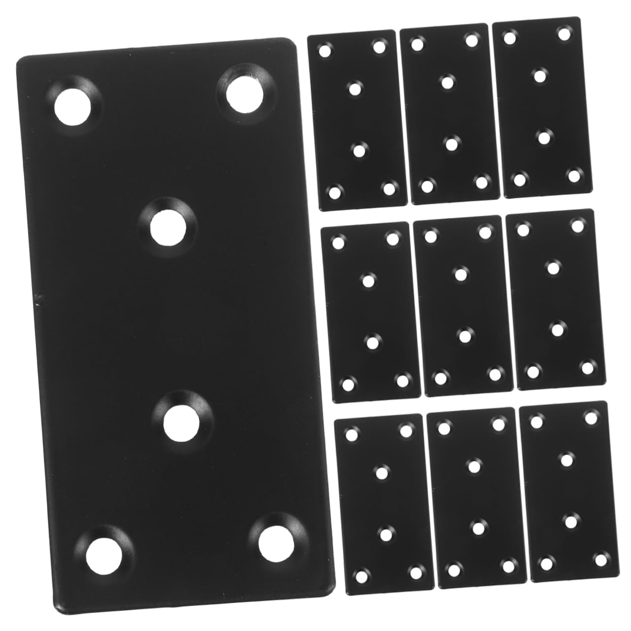 IWOWHERO 10pcs Stainless Steel Corner Bracket Flat Bracket Flat Plate Metal Bracket Mending Plates for Wood Stainless Steel Plate Metal Plate with Holes Braces for Wood Black