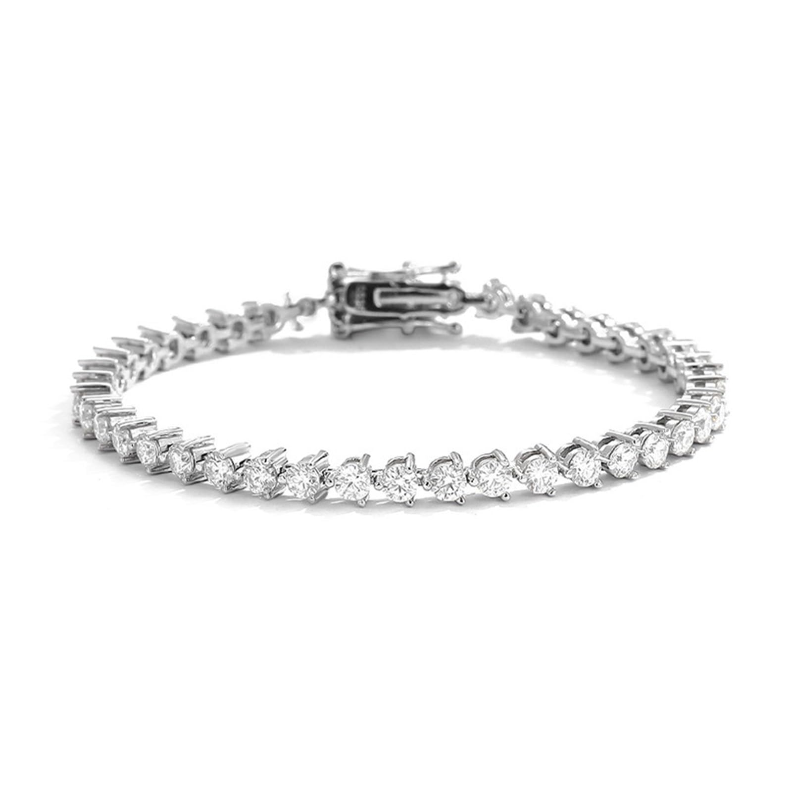 LYGBAOFUL Armband Armband3 Zinken 3 mm Moissanit-Tennisarmband für Damen 925 Silber D Farbe Vvs Moissanit Diamant-Gliederarmbänder bestehen den Tester (3 mm-23 cm_platiniert)