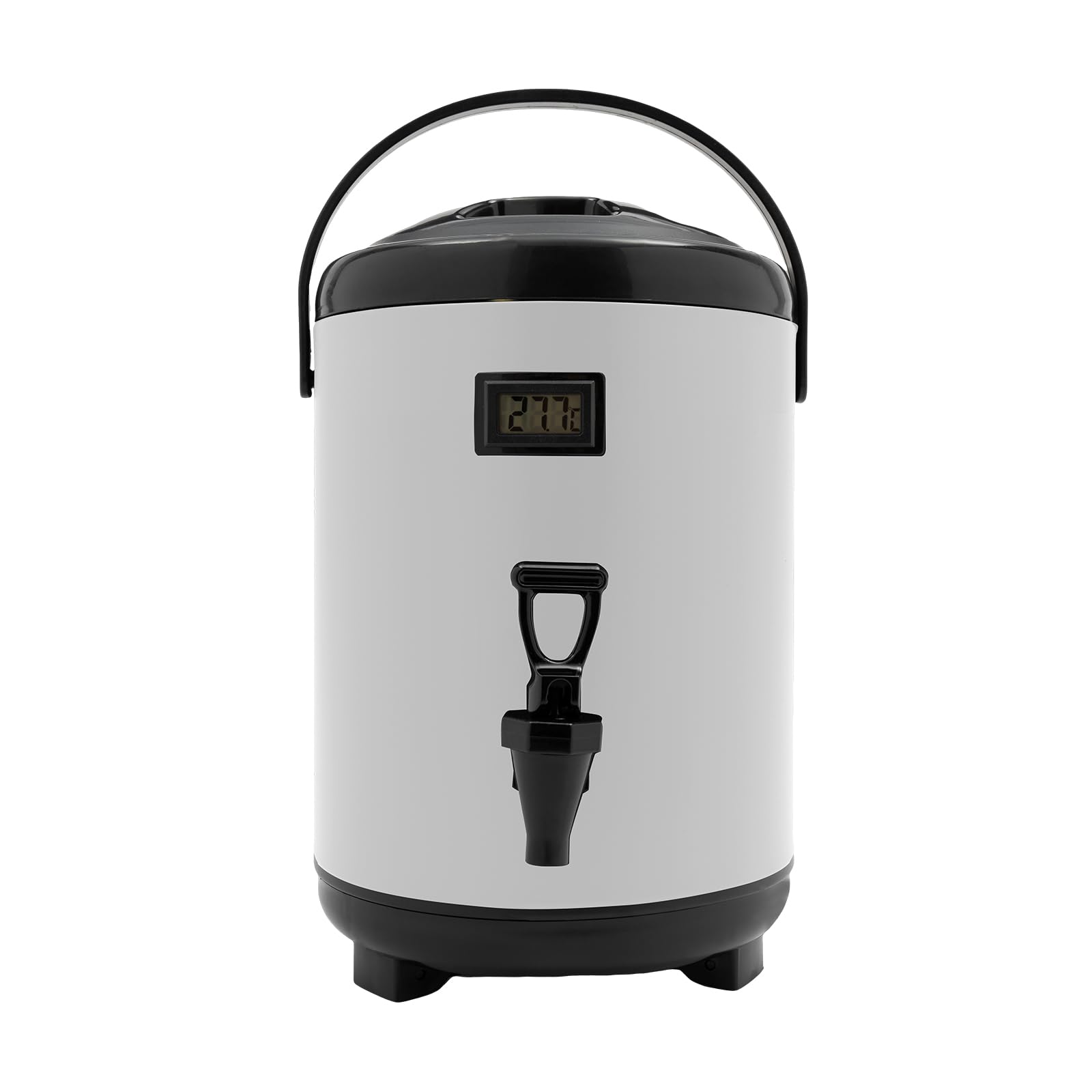 Insulated Beverage Dispenser, Stainless Steel Cold and Hot Drink dispenser Thermometer - 8 Liters Water Dispenser with Spigot for Hot Tea & Coffee, Cold Milk, Water, Juice (8L/2.11gal)