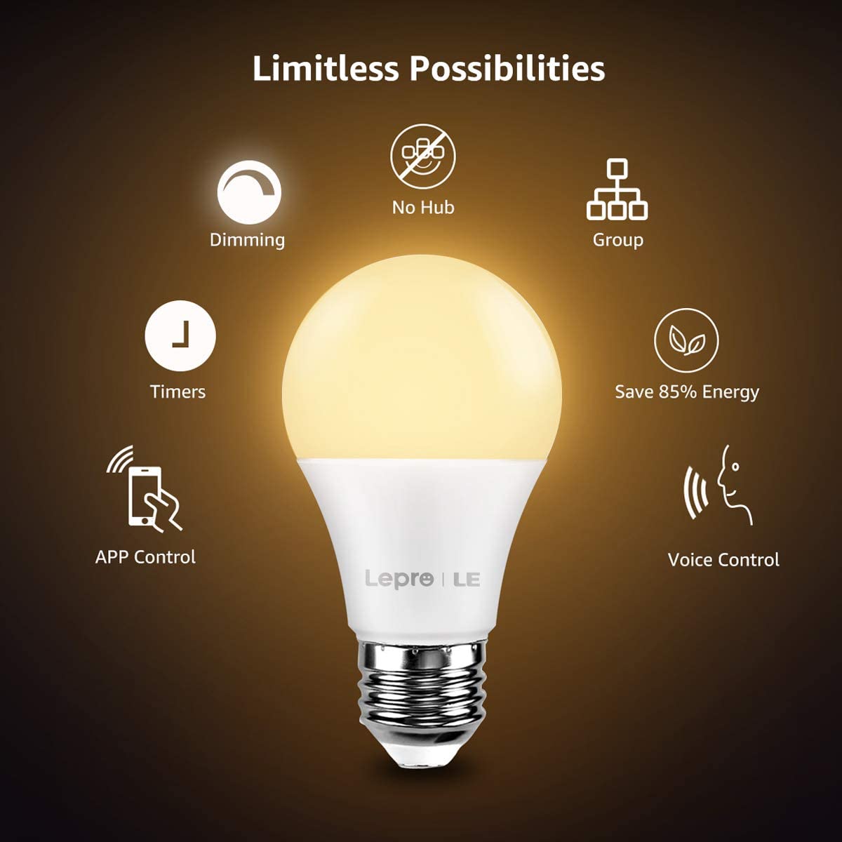Ampoule Connectée GRV 9W - Blanc Chaud à Froid Réglable - Télécommande Incluse - Économie D'énergie 90%