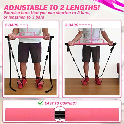 Limm Pilates Bar Kit With 6X Resistance Bands, 3-Section Pilates Bar With Adjustable Bands Workout Equipment For Legs,Hip,Waist And Arm, Muscle Toning, Stretching, Yoga #TOP3