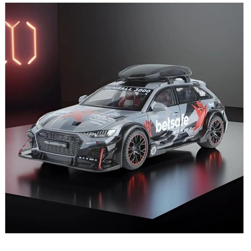 Image of Scale Exclusive Alloy Metal Pull Back | Die-cast Car Model with Sound Light Mini Auto Toy for Kids Metal Model Toy Car with Sound and Light (1:24 Scale adi RS6 Modified-L Blue)