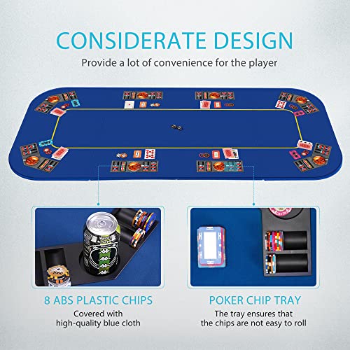 image for VIVOHOME 79 x 36 Inch Foldable 8-Player Texas Poker Card Table top Lay