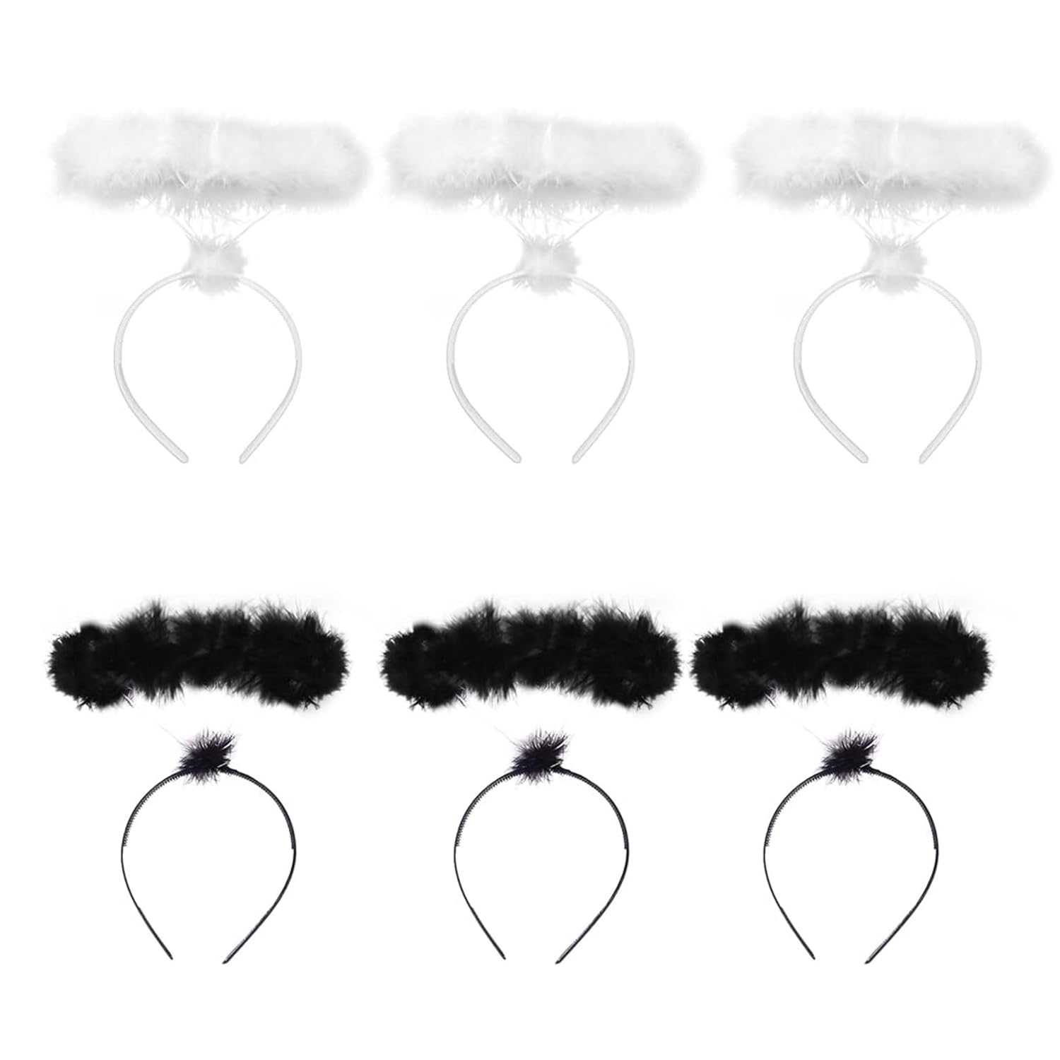 RmKbe 6 Pieces Angel Halo Headband Feather Halo Headband Christmas Headpiece Halloween Angel Costume for Adults