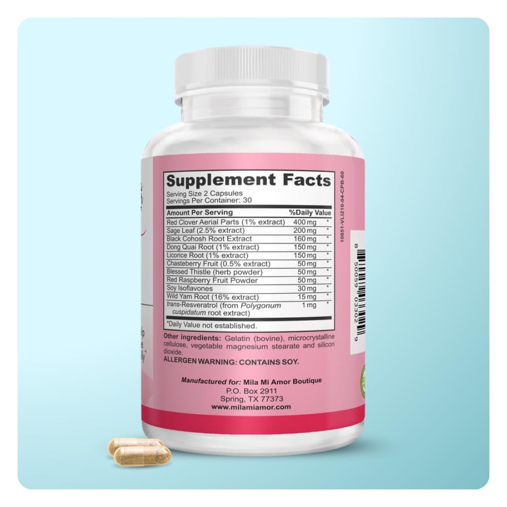 Mila Miamor Women's Support - Hormone Regulator with Natural Ingredients - Estrogen Support for Women — Supplement for Hormone Balance, Menopause & Antioxidant - Made in USA - 60 Capsules — Amazon image 5