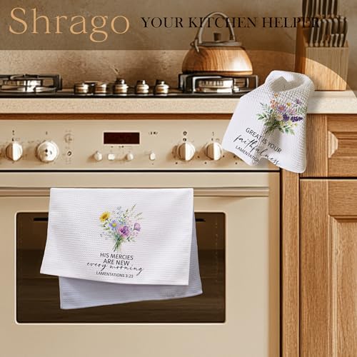 Image of Christian Floral Kitchen Towels, Inspirational Flower Bible Verse Dish Tea Towels for Kitchen, Christian Gifts for Women Faith Decorative Hand Towel for Bathroom Decor, 16x24 Inch Set of 2