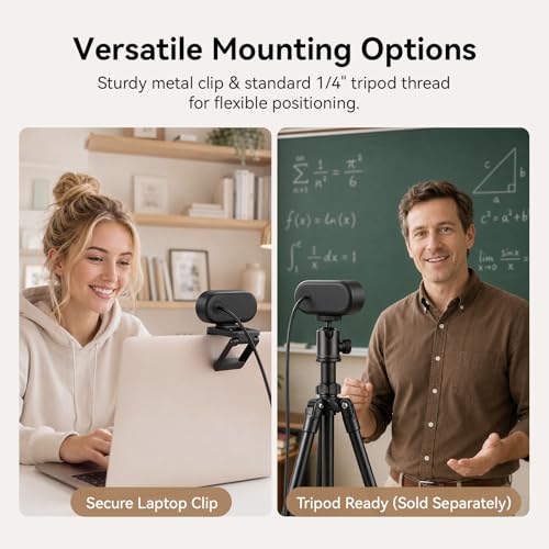 Image of EMEET C100 2K Webcam for PC, Built-in Mic, Rotating Privacy Cover, Portable Metal Clip, Computer Camera for Home Office, Meetings, Learning, Streaming, External Webcam for Desktop, Laptop, PC USB-A