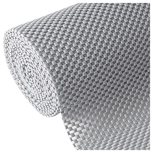 Shelf Liner, Non-Adhesive Roll Drawer Liners 12 Inches x 20 Feet, Non Slip Grip Durable Strong Clean, Shelving Liner for Kitchen cabinets,Storage, Desks, Kitchenware, Tableware, Light Gray