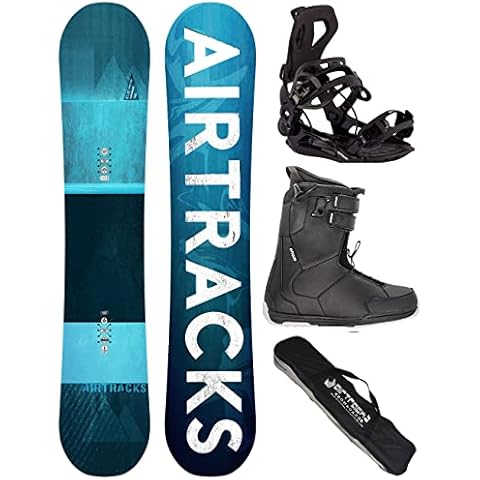 AIRTRACKS Snowboard Set Board Blue Drifter Wide Hybrid Rocker 164 + Snowboard Bindung Master + Boots Star Black 46 + Sb Bag Cover