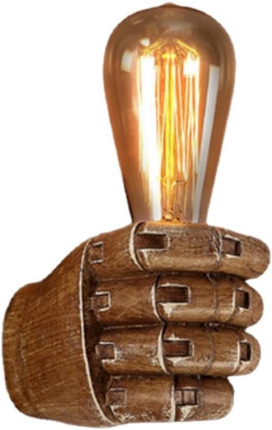 anso Retro Fist Resin Wall Lights Industrial Light Sconce Aisle Lamps Decor E27 Bulb Excluded (Right Fist)