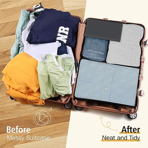 8 Set Packing Cubes for Suitcases with 3 Mesh Clothes Bags(XL, L, M), EpicTotes Suitcase Organizer Bags Set, Travel Must Haves Travel Bags with Shoe, Toiletry, Sock, Underwear & Laundry Bags, Grey
