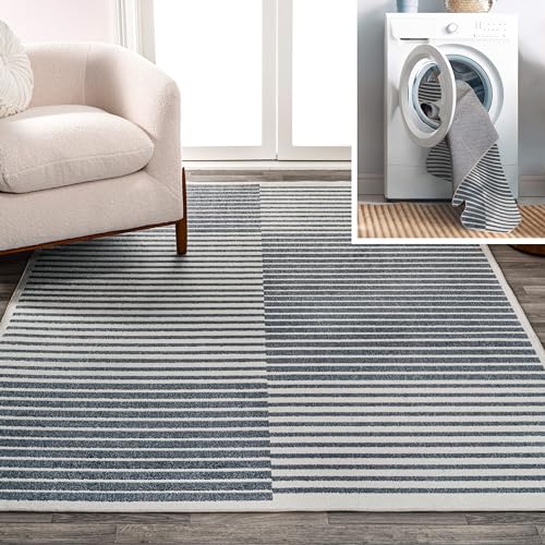 Tapete Interior Lavable a Máquina 3X5 Gris Oscuro/Crema miniatura 1