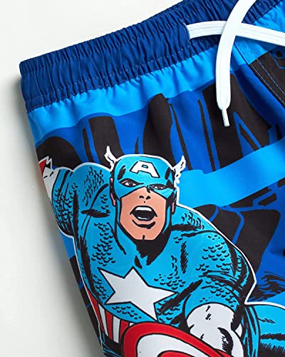 Marvel Avengers Boys’ Swim Trunks – Spider-Man, Captain America Swimsuit – Upf 50+ Quick Dry Bathing Suit For Boys (2T-12), Size 5-6, Captain America Blue Stripe #TOP4