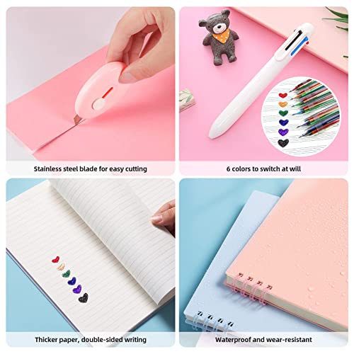 Pink Office Supplies Kit, 14 Piece Desk Accessory Kit Stapler And Tape Dispenser Set Includes Desktop Staple, Stapler Remove, Single Hole Punch, Tape Dispenser, Tape Measure, Scissors, Pen Holder #TOP4