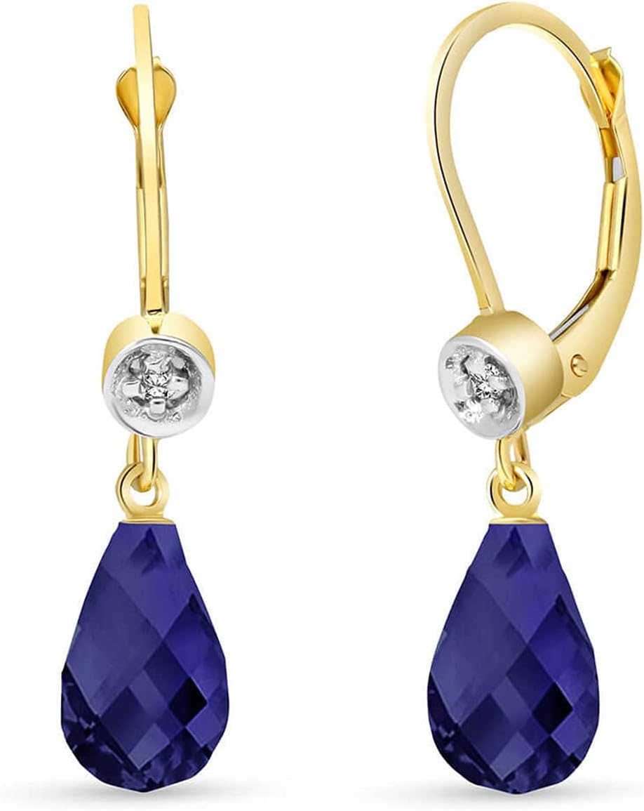 Galaxy Gold GG 14k Solid Gold Leverback Earrings with Diamonds and Sapphires