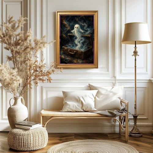 Ghost in Suitcase Framed Canvas Wall Art Gold Vintage Framed Wall Decor — view 5